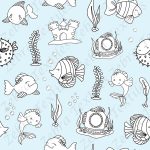 Vie sous-marine fond bleu à dessiner