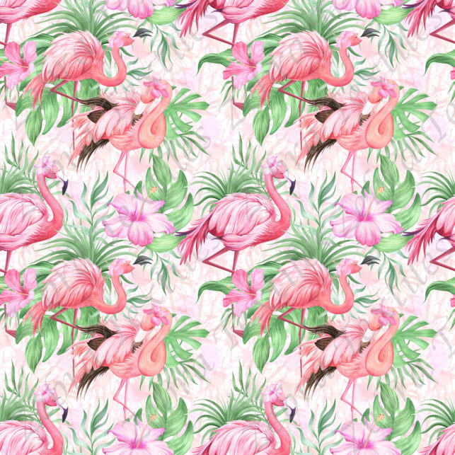 Flamant rose et fleur fond peinture