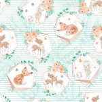 Animaux mignon géo fond rayé vert