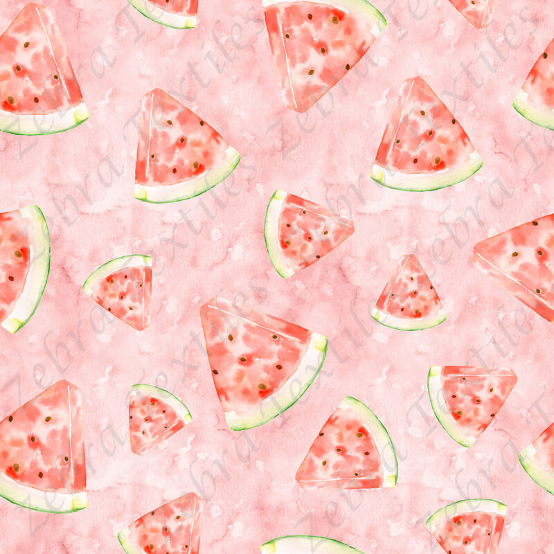 Melon d'eau aquarelle fond rouge rose