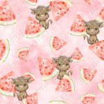 Melon d'eau et vache fleur fond galaxie rouge