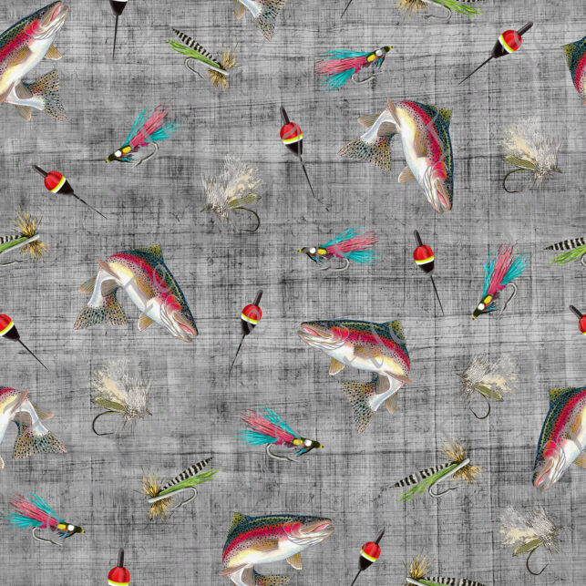 Poisson et hameçon fond gris