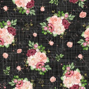 Fleur rose et blanche aquarelle fond lin noir