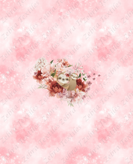 Pivoine rose paresseux fond galaxie