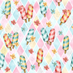 Popsicle et fleur fond losange