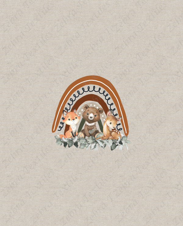 Animaux boho et eucalyptus fond jute 4