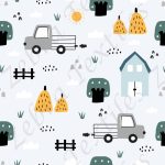 Camion de ferme fond bleu