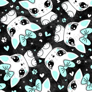Chat blanc et aqua mignon fond noir