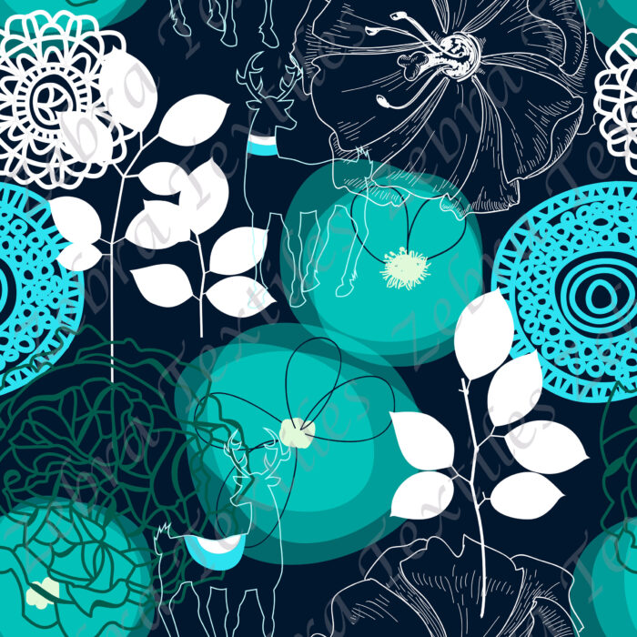 Chevreuil et fleur aqua