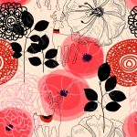 Chevreuil et fleur rouge