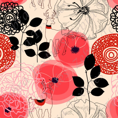 Chevreuil et fleur rouge