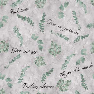 Eucalyptus et mots vulgaire fond gris