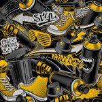 Graffiti et chaussure jaune fond noir