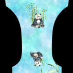 Panda et bambou fond galaxie aqua