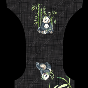 Panda et bambou fond lin noir