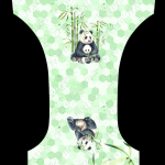 Panda et bambou fond vert géo
