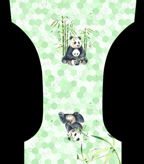 Panda et bambou fond vert géo