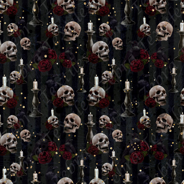 Skull corbeau et fleur