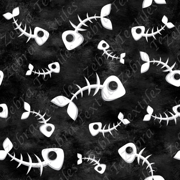 Squelette de poisson fond noir