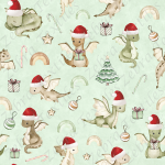 Dragon boho de Noël fond vert