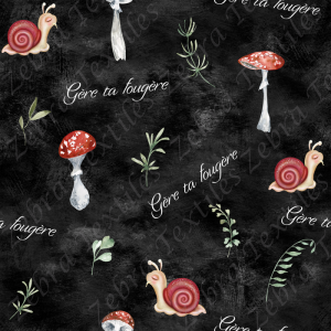Escargot guère ta fougère fond noir