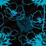 Fleur moderne aqua et bleu fond noir