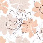 Fleur pêche et contour foncé fond blanc