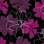 Fleur rose et contour blanc fond noir