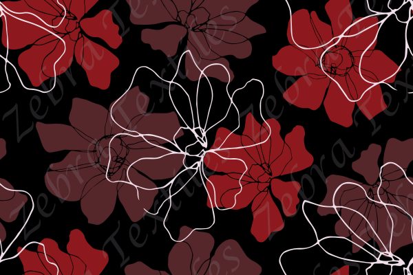 Fleur rouge et contour blanc fond noir