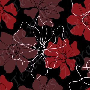 Fleur rouge et contour blanc fond noir