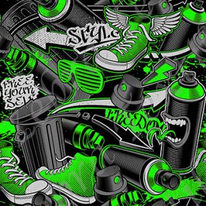 Graffiti et chaussure vert fond noir * Couleur Exclusive *