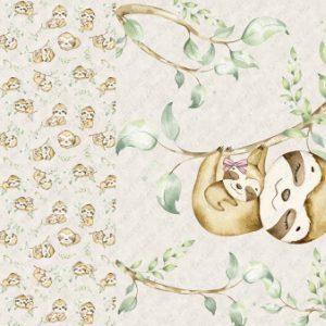 Paresseux et boucle fond pâle Panneau doudou