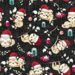 Paresseux et cadeau de Noël fond lin noir gris