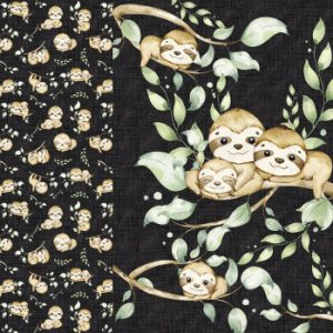 Paresseux fond lin gris noir Panneau doudou