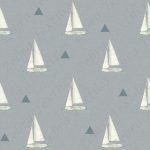 Voilier blanc et triangle bleu acier fond bleu