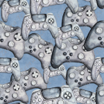 Deux Manette gamer grise fond bleu