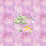 Dino rose et arbre fond galaxie rose