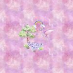 Dino volant et arbre fond galaxie rose panneau