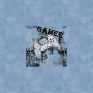 Manette gamer rectangle grise fond bleu