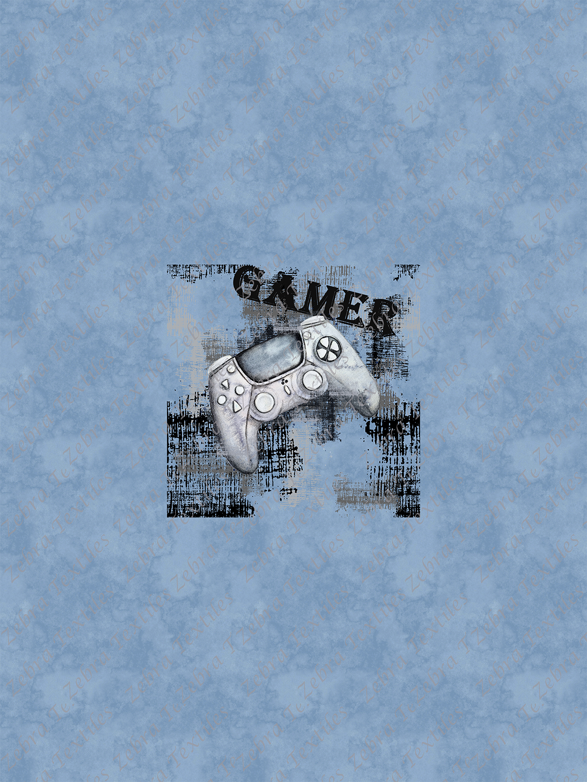 Manette gamer rectangle grise fond bleu