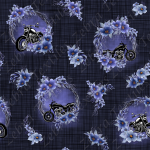 Moto fleur bleue et frame fond lin marin