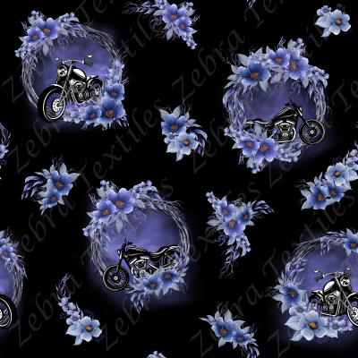 Moto fleur bleue et frame fond noir