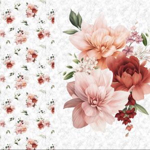 Pivoine rose orangé fond blanc marbré Panneau doudou