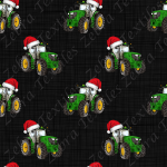 Tracteur vert de Noël fond lin noir gris