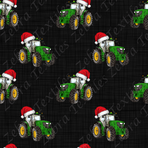 Tracteur vert de Noël fond lin noir gris