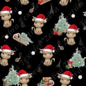 Vache Noel fond noir