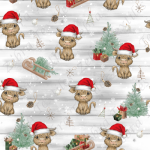 Vache Noel fond planche et flocon