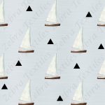 Voilier blanc et triangle noir fond gris