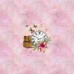 Horloge vintage fond losange rose