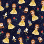 Princesse en jaune et fleur fond marine
